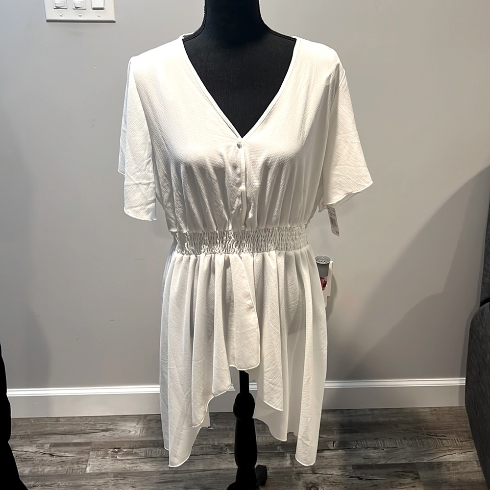 White Blouse high low 2x NWOT